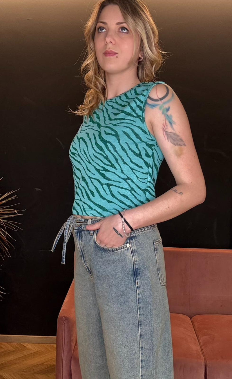 Top Meg Zebra Zaffiro