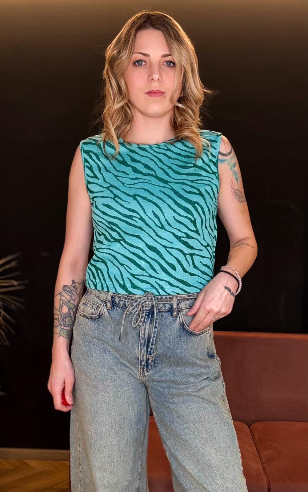 Top Meg Zebra Zaffiro