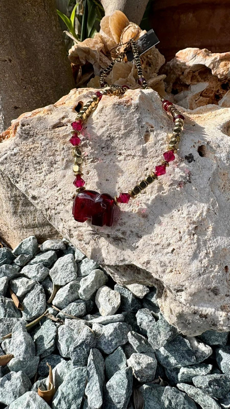 Collana Lucky Elephant Corniola