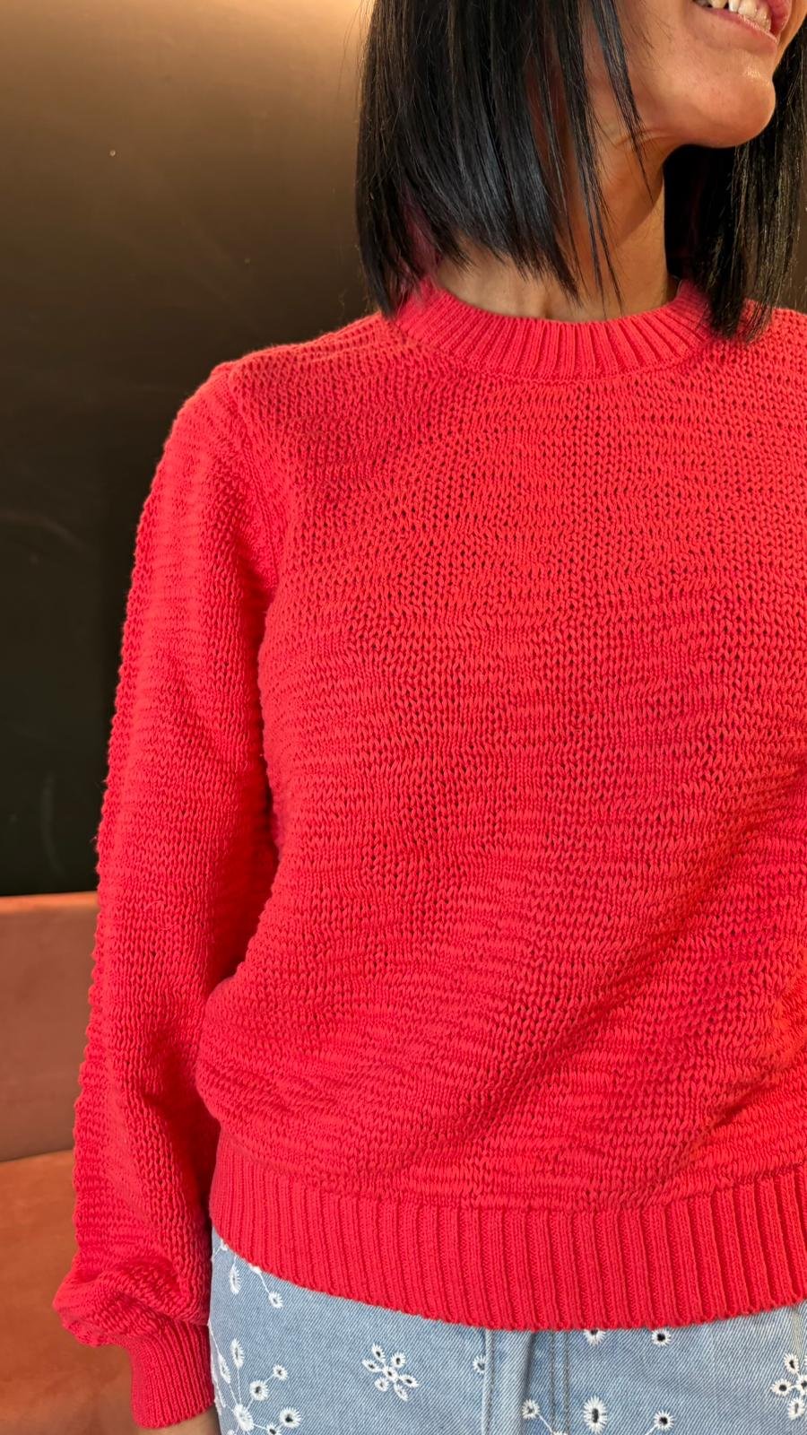 Maglione in cotone color geranio