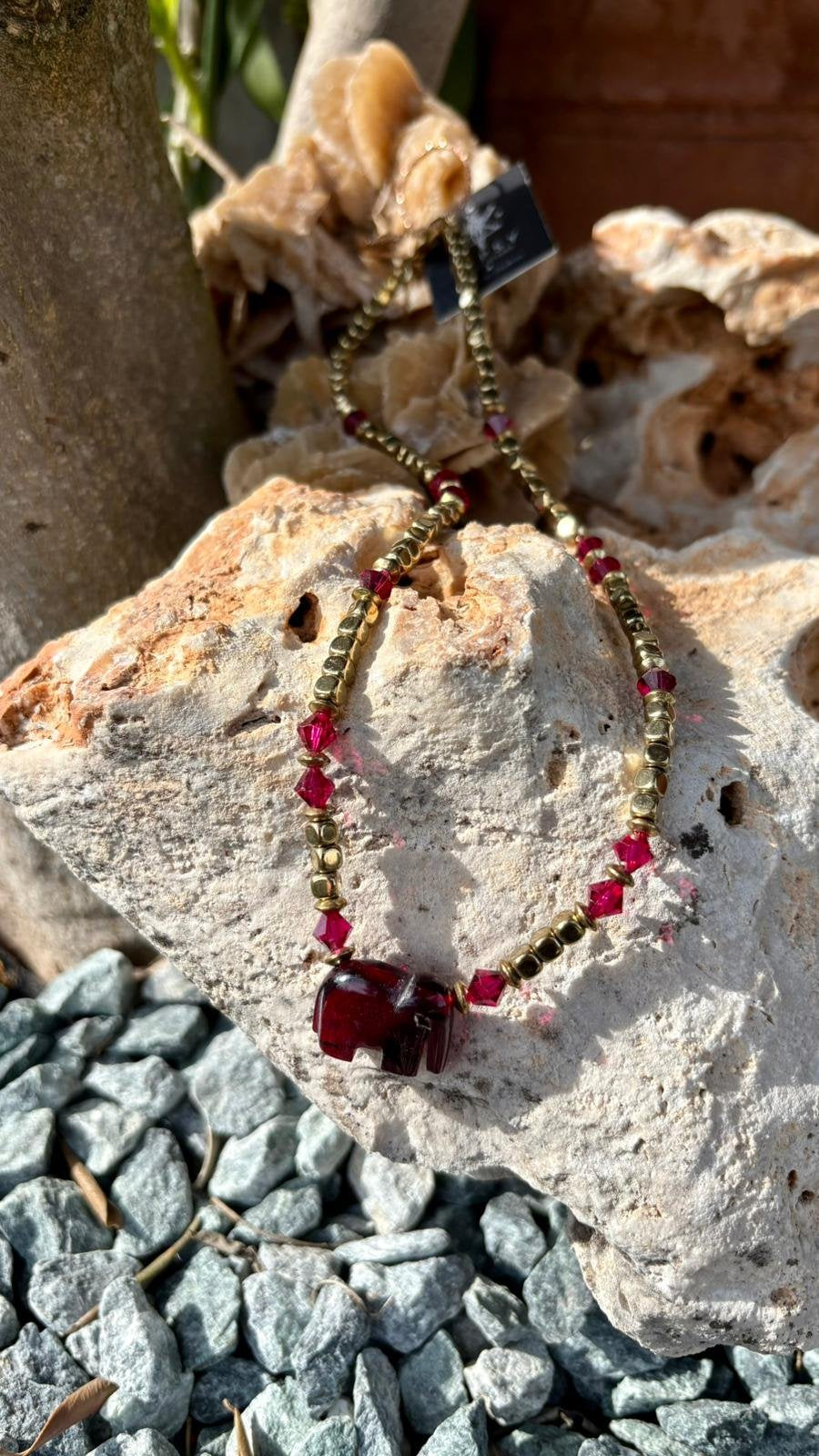 Collana Lucky Elephant Corniola