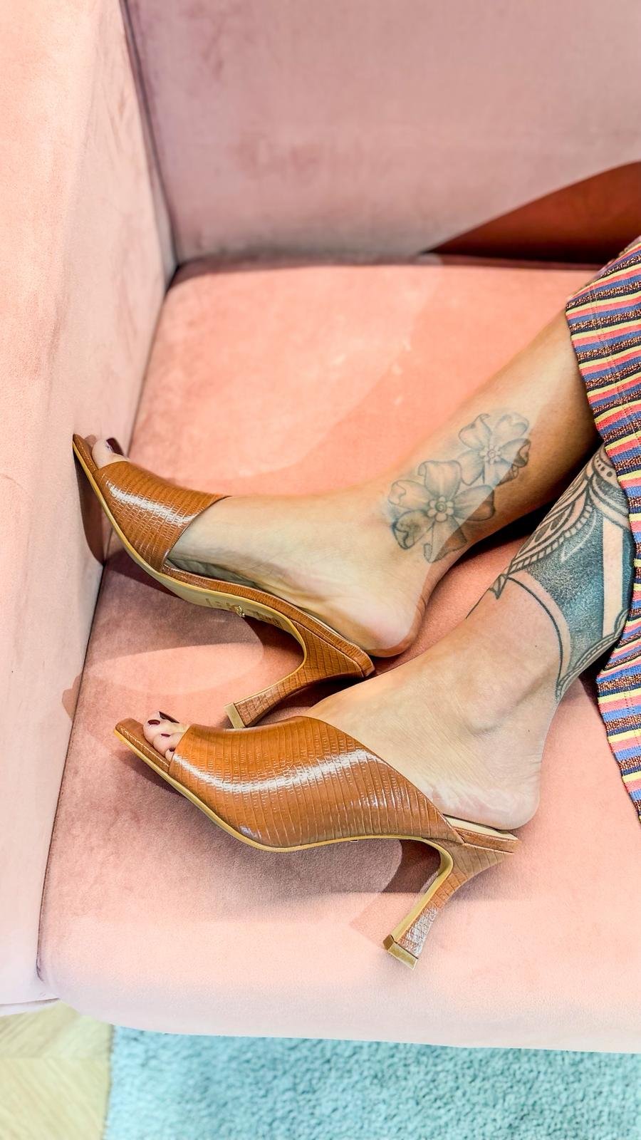 Mule Werner in Vera Pelle Stampa Lizard Cuoio