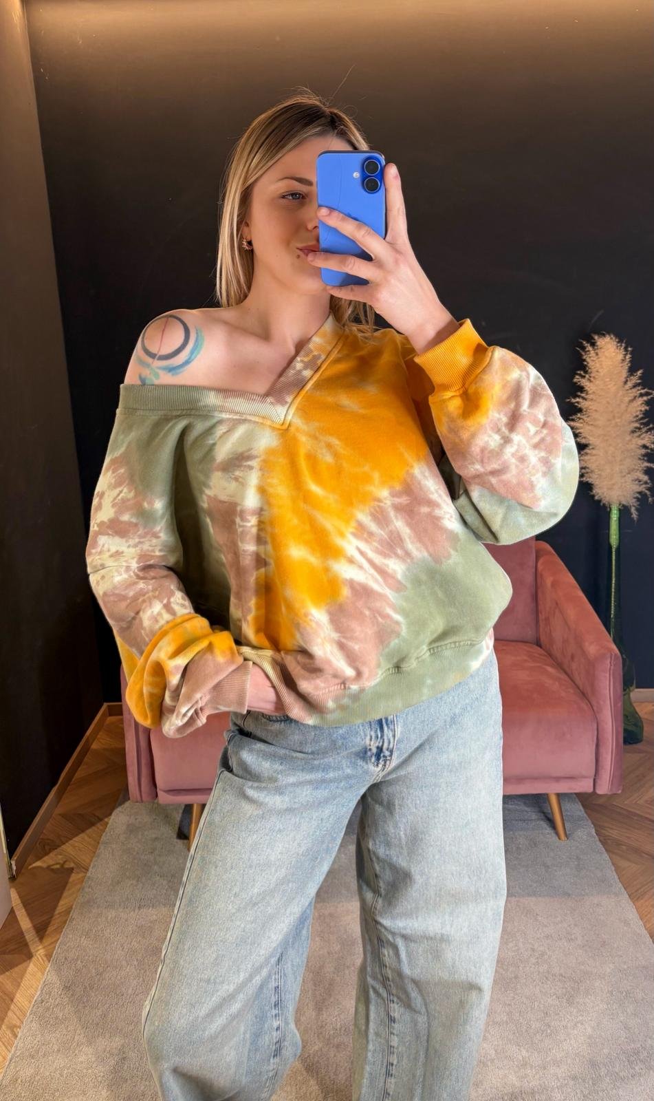 Felpa Oversize Tie Dye Army