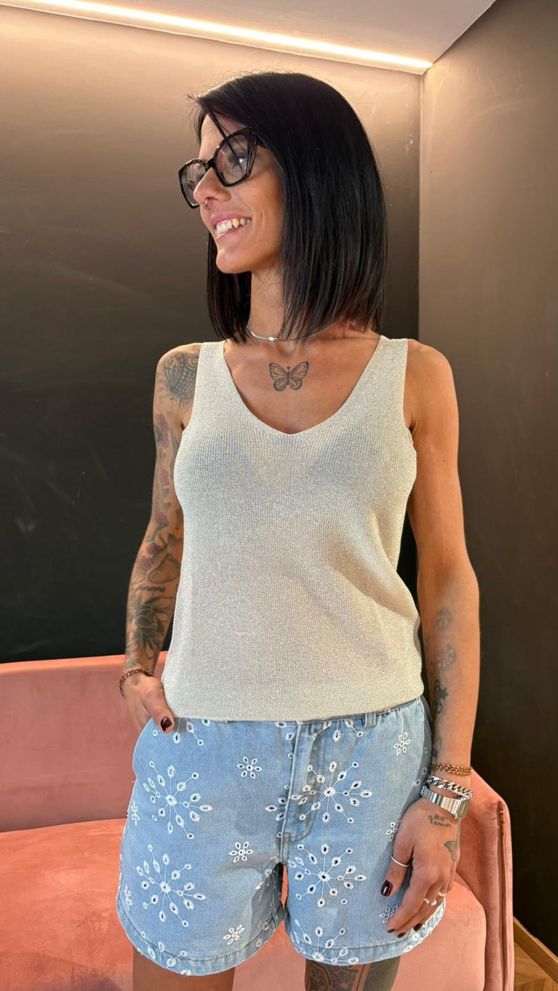 Top Lurex Argento