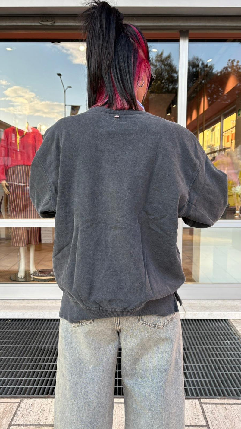 Felpa Oversize Grigio Vintage