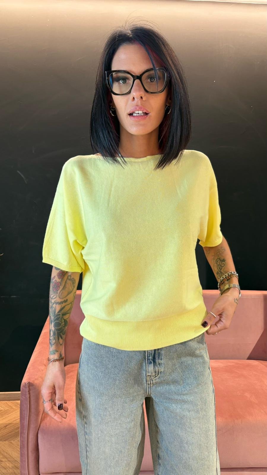 Maglia in Cotone Giallo