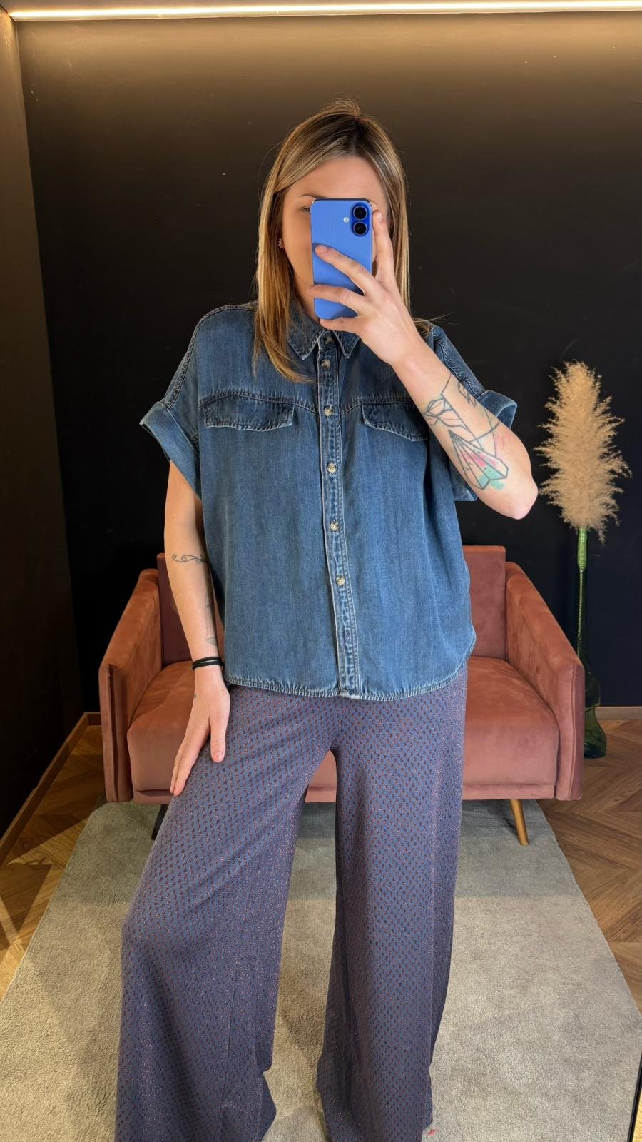 Camicia Denim Manica Corta