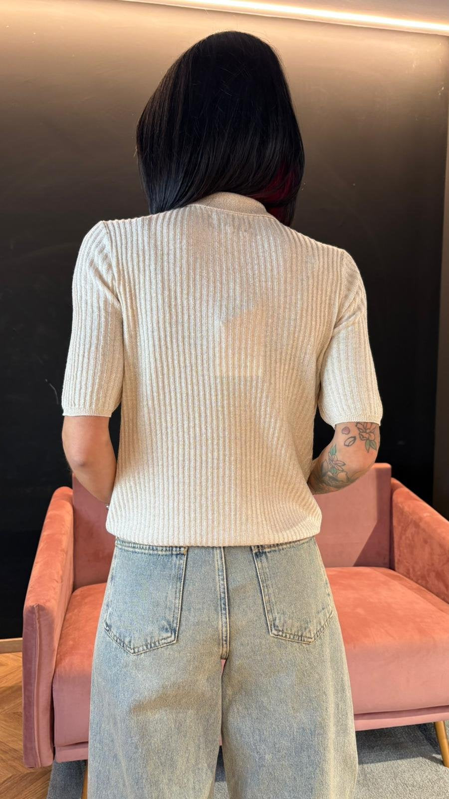 Polo Bianca lavorata in maglia - Bianco