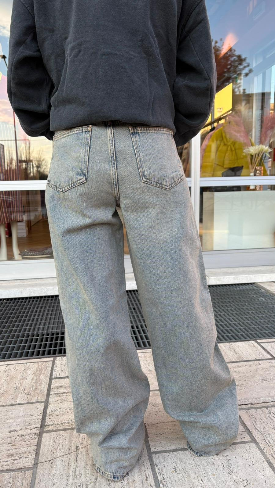 Denim Nubrooklyn Grigio Chiaro Wide Leg - Grigio