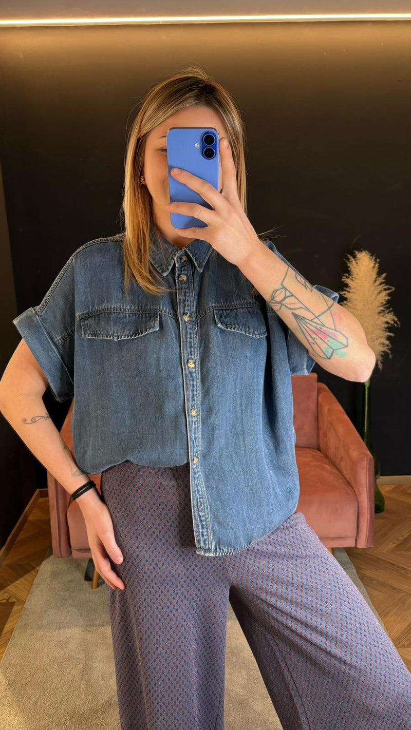 Camicia Denim Manica Corta