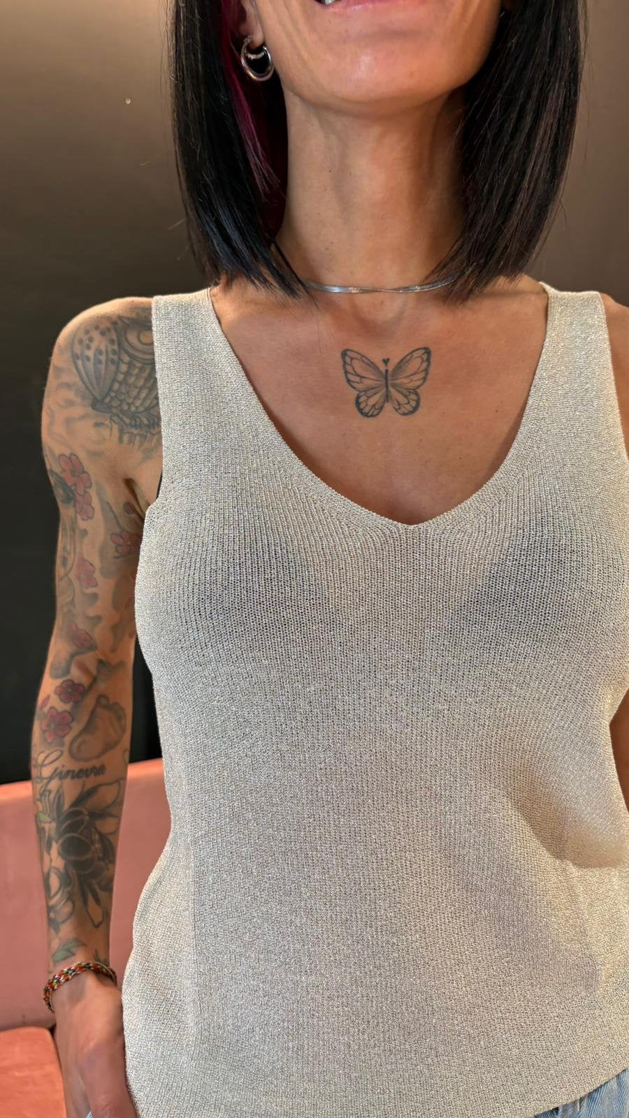 Top Lurex Argento