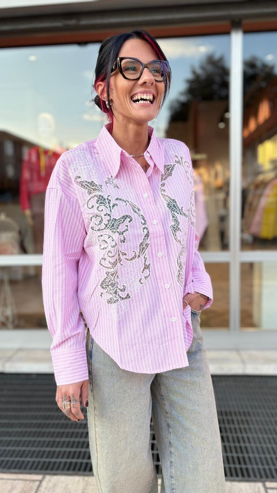 Camicia Rosa a righe