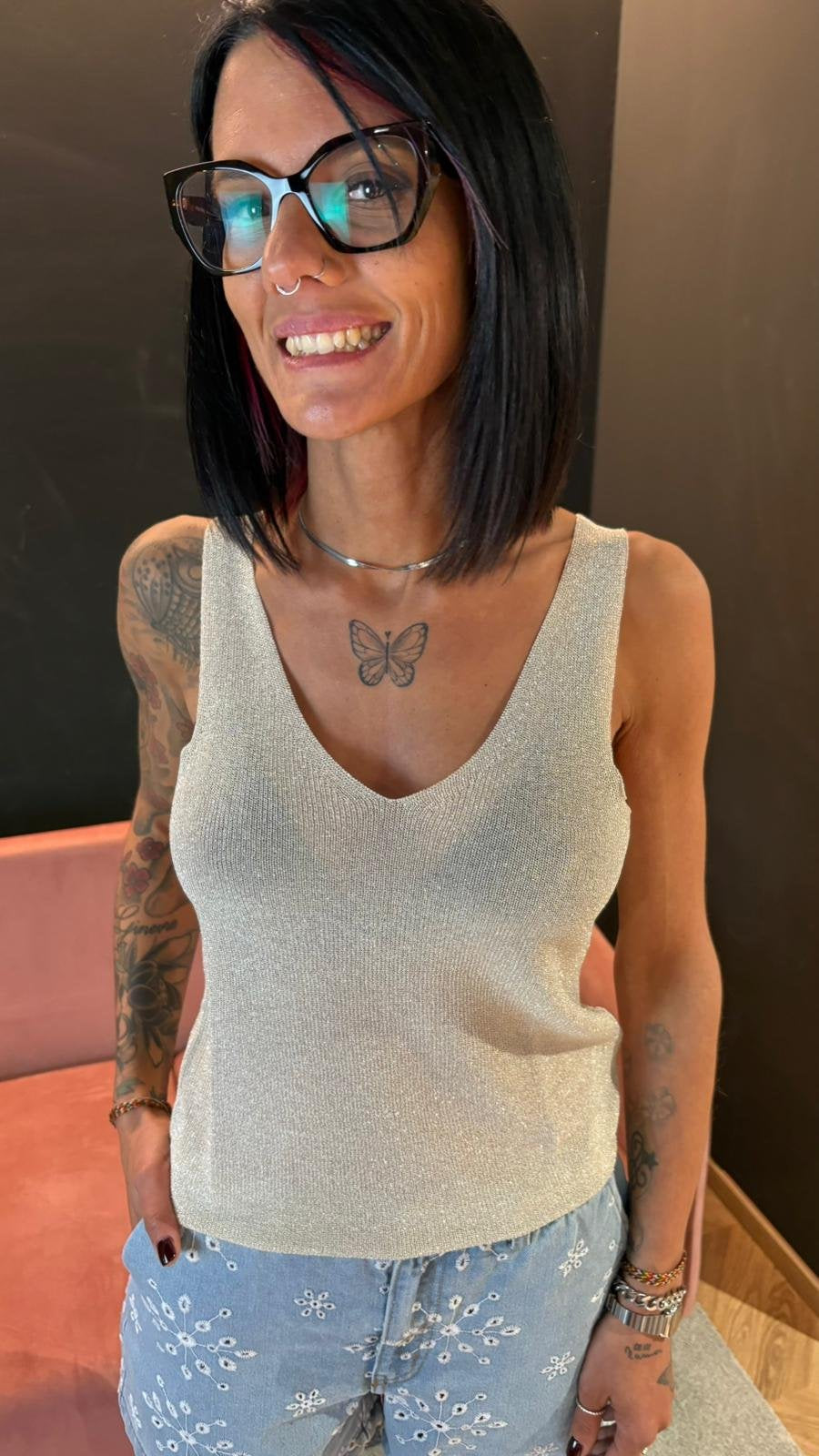 Top Lurex Argento