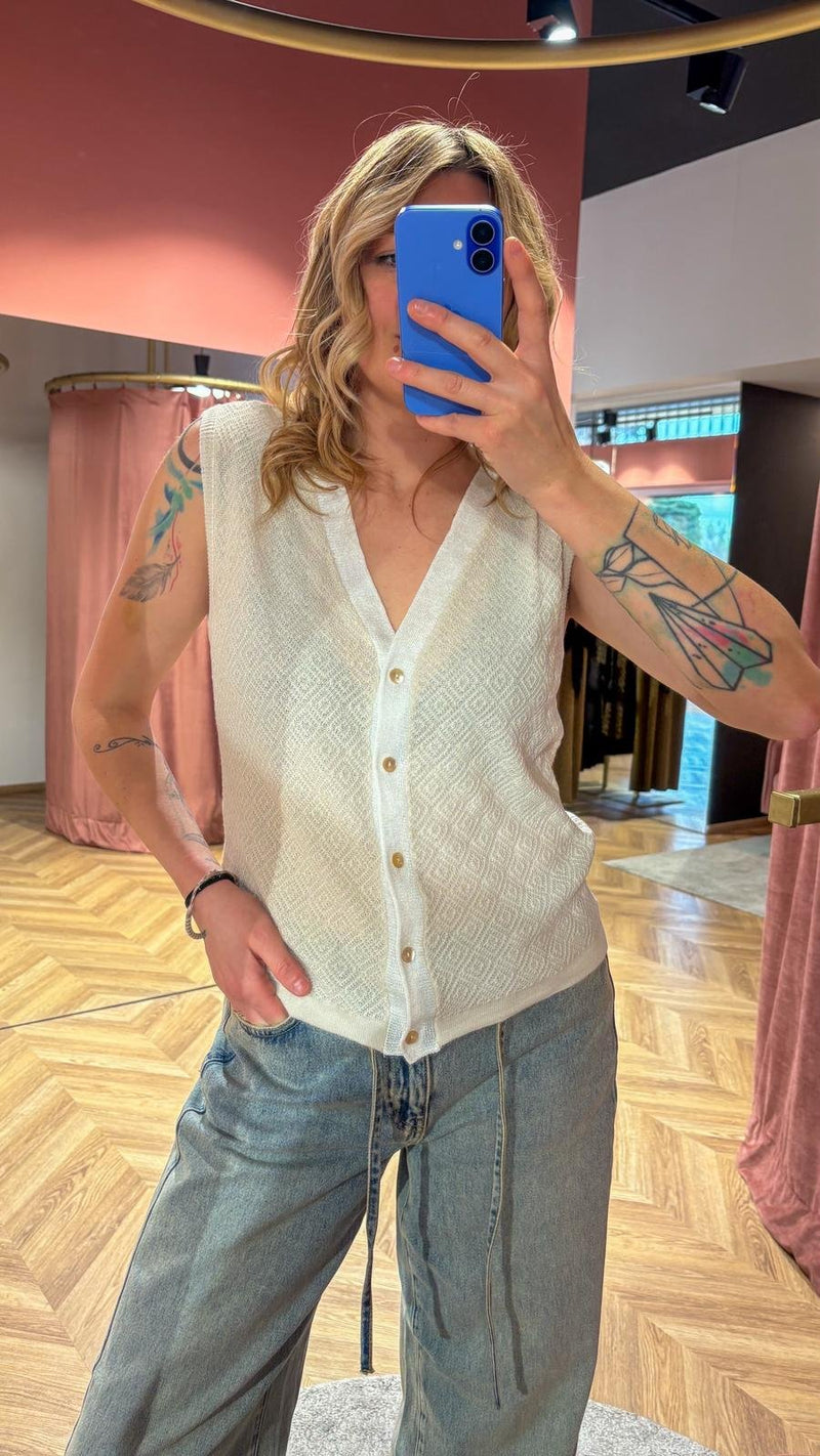 Gilet lurex in cotone e viscosa