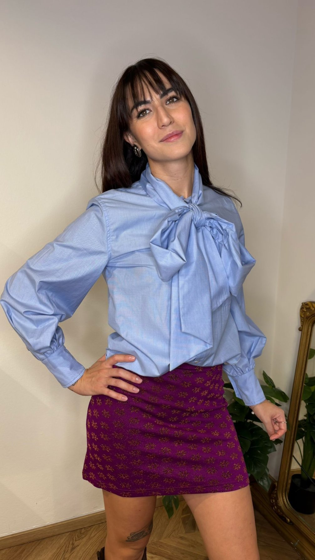 Camicia con Maxi Fiocco – Azzurro
