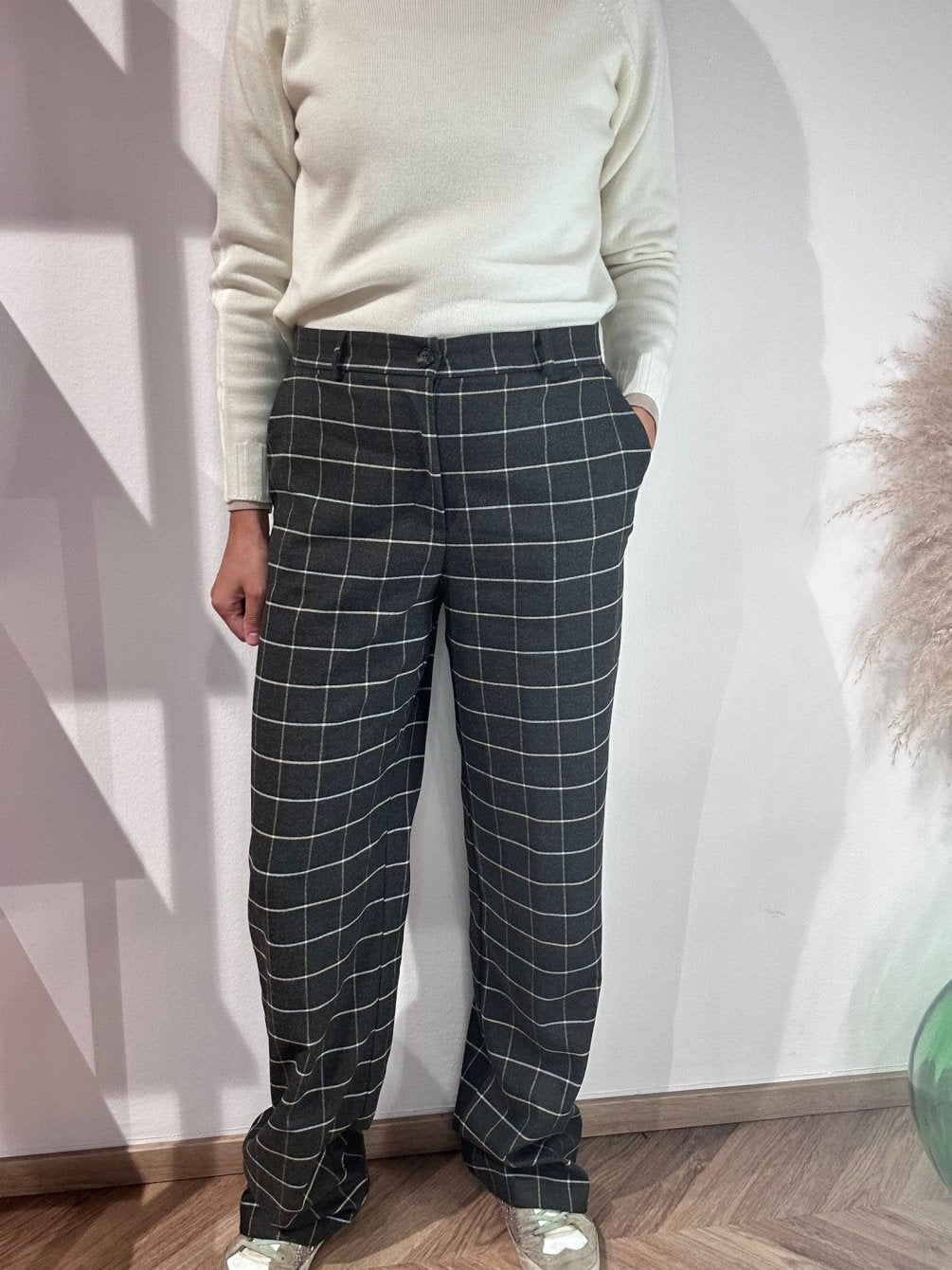 Pantalone a quadri - Grigio