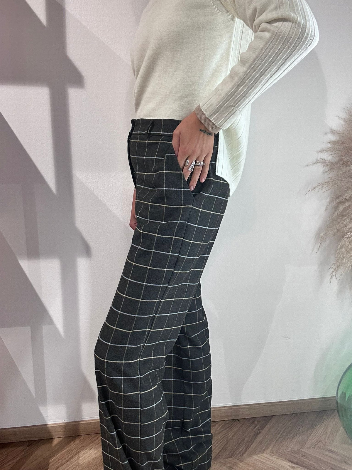 Pantalone a quadri - Grigio