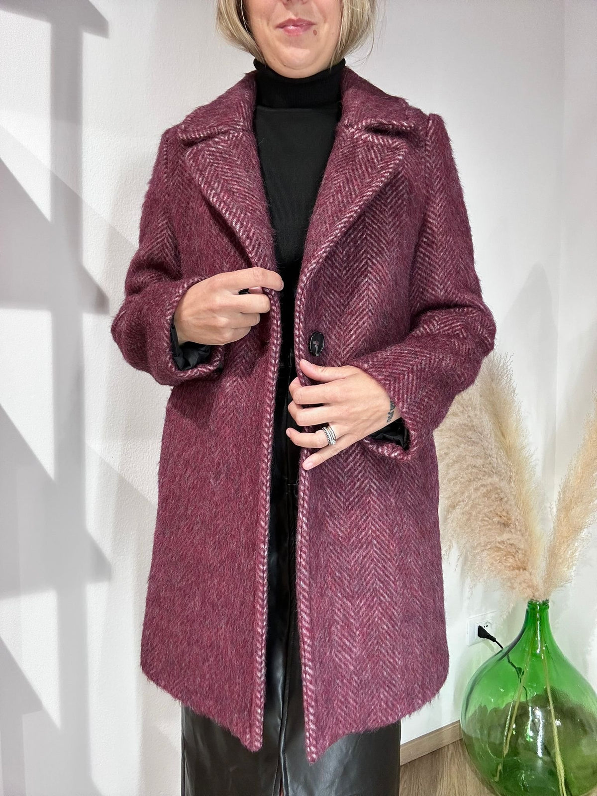 Cappotto spigato Bordeaux