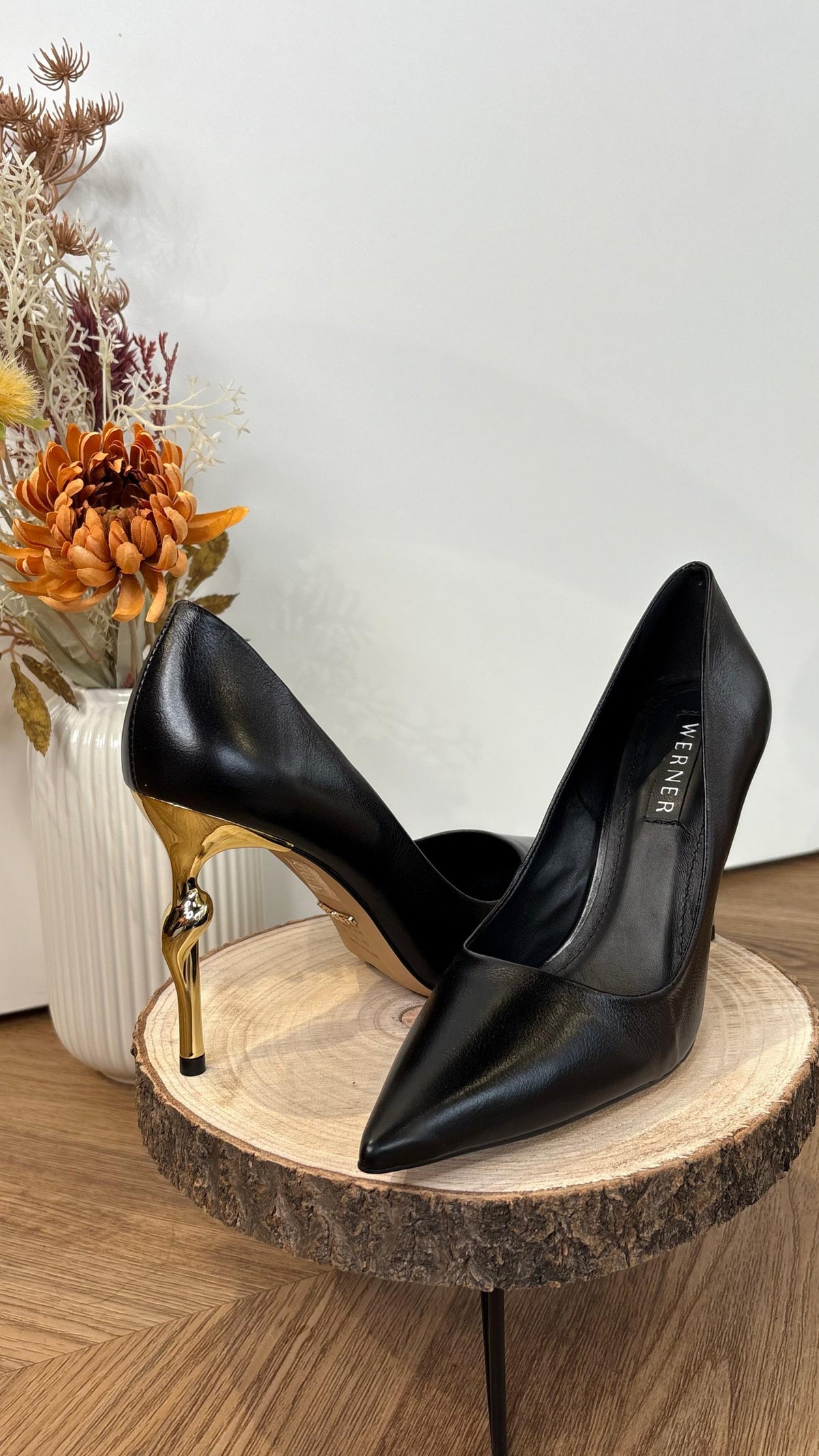 Décolleté nero tacco Dorato - Nero