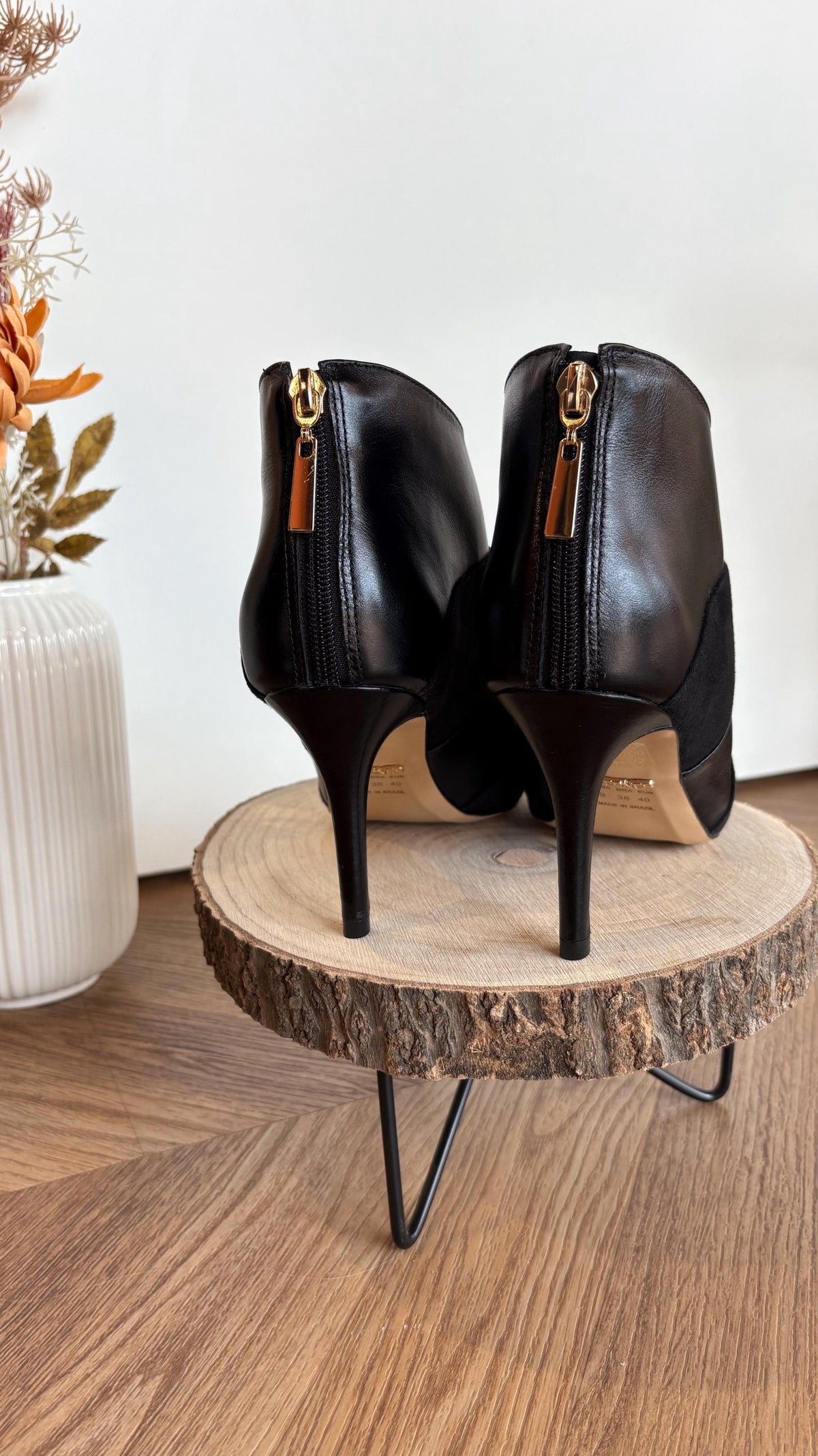 Ankle Boots Nero Fasce in Pelle & Camoscio – Tacco a Stiletto - Nero
