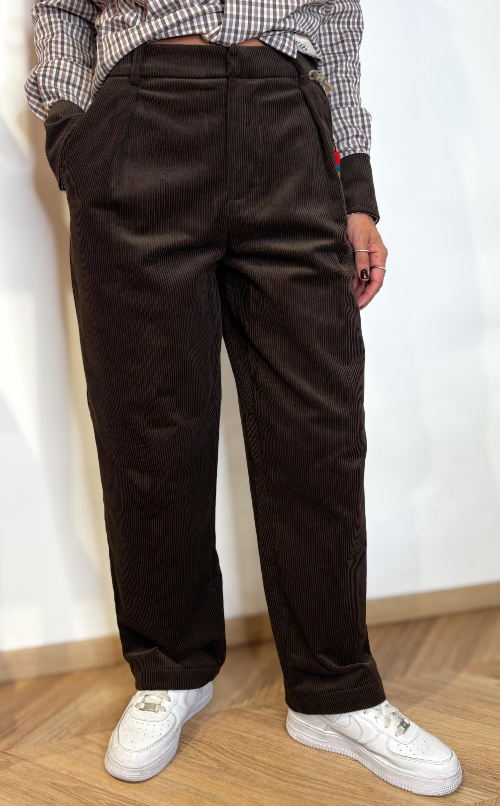 Pantalone Corduroy Pinces - Marrone