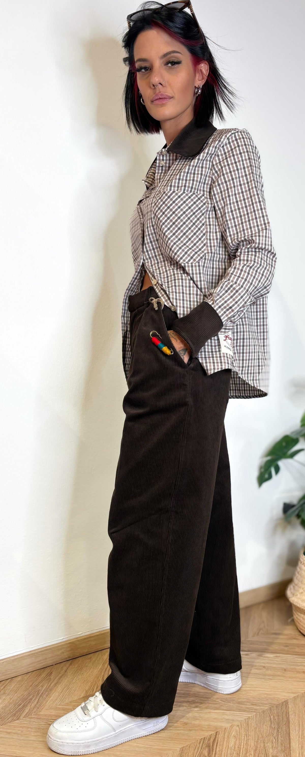 Pantalone Corduroy Pinces - Marrone