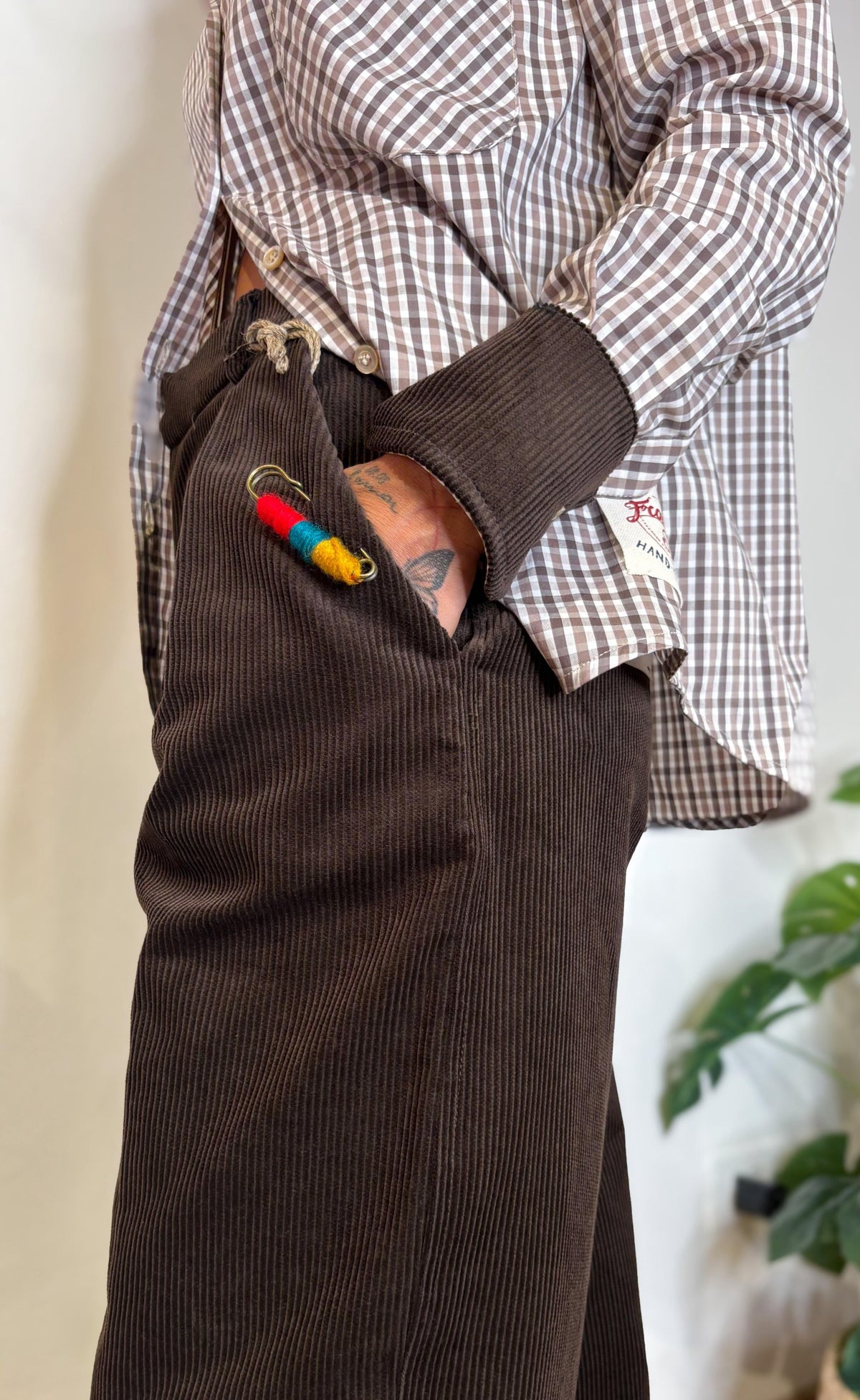 Pantalone Corduroy Pinces - Marrone