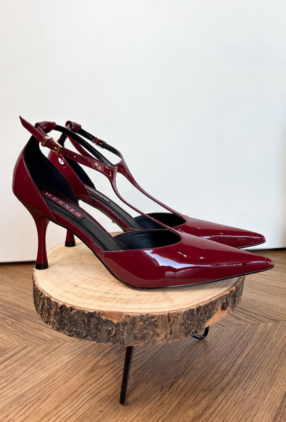 Décolleté Bordeaux Verniciata con Cinturino T-bar – Werner - Bordeaux