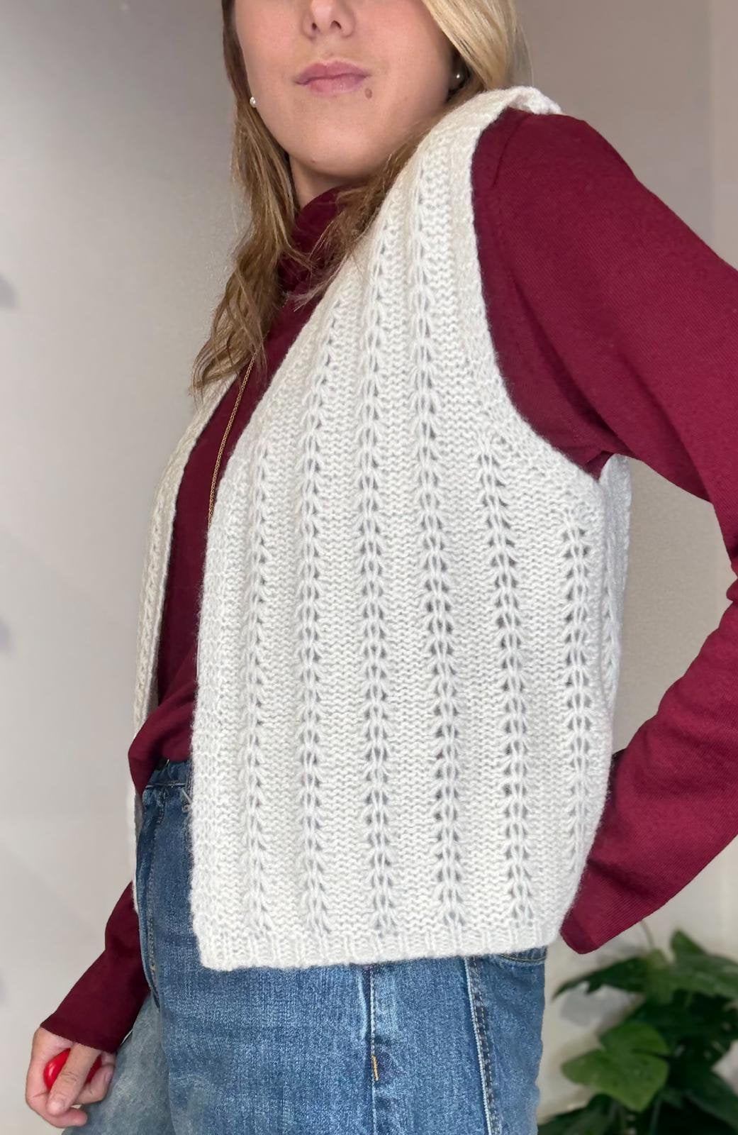 Gilet in maglia lavorata - Bianco