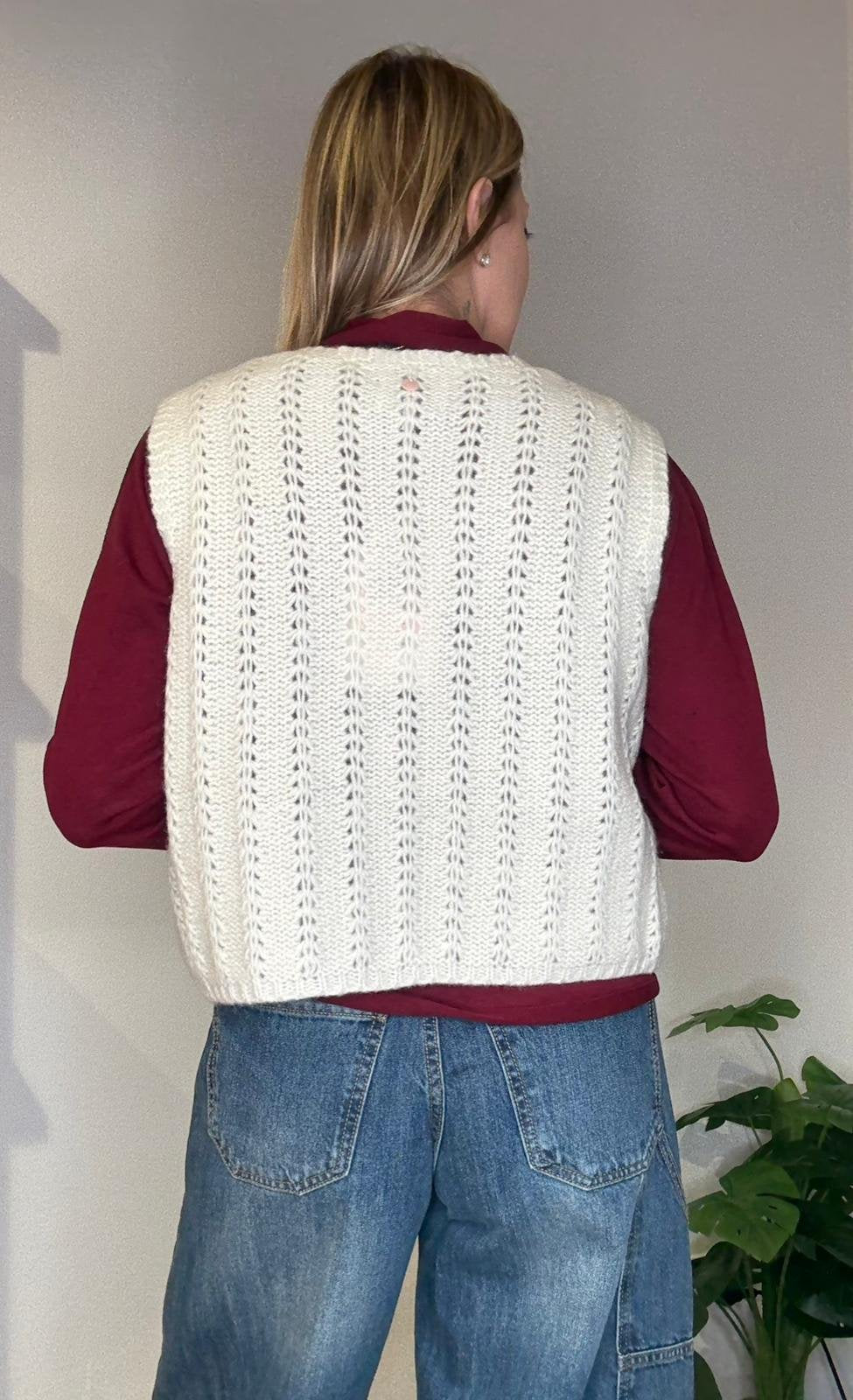 Gilet in maglia lavorata - Bianco