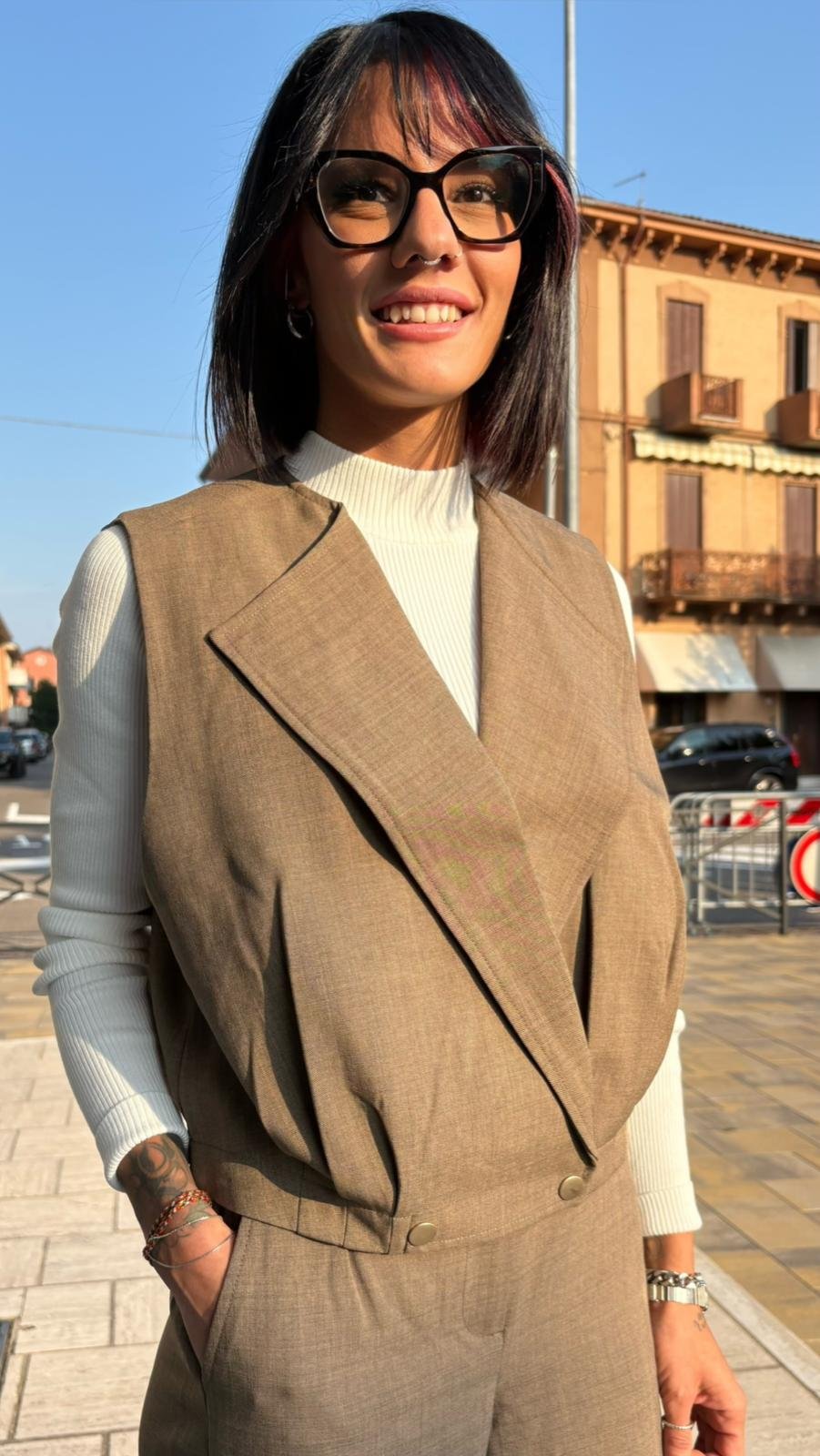 Gilet sartoriale marrone melange - Marrone