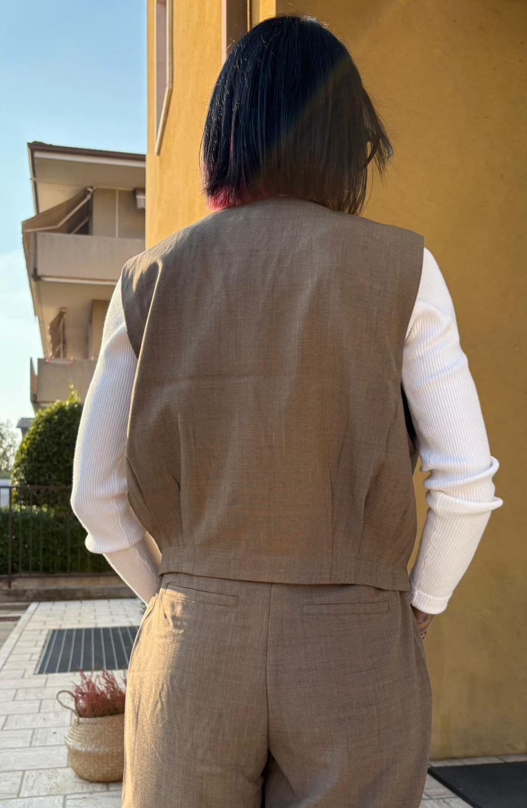 Gilet sartoriale marrone melange - Marrone