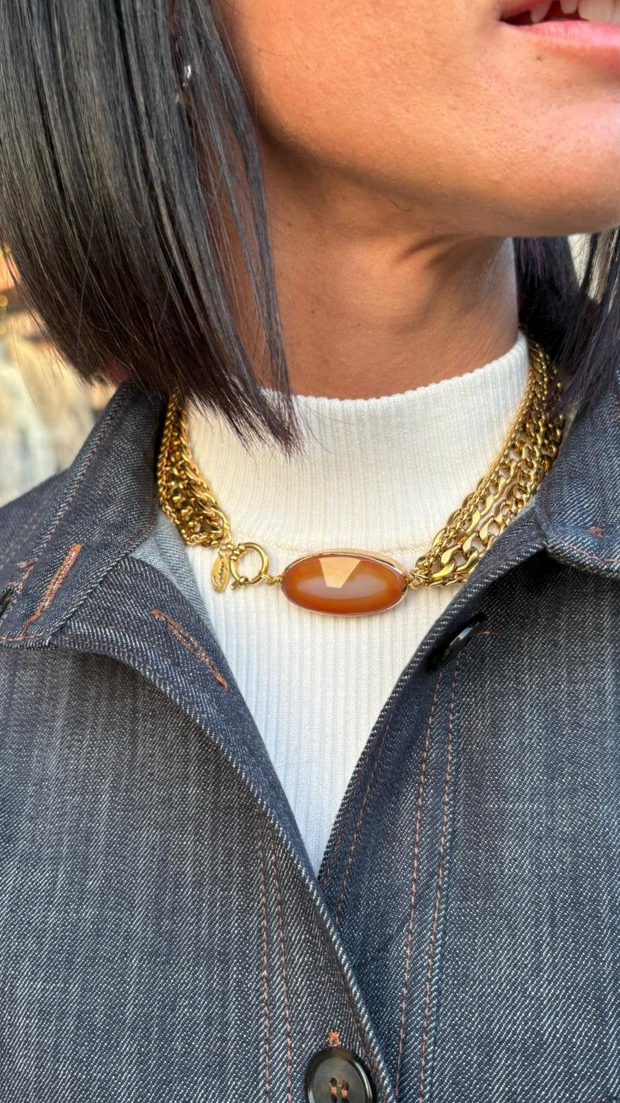 Choker dorato con Agata _ Gipsy Chic Lovers