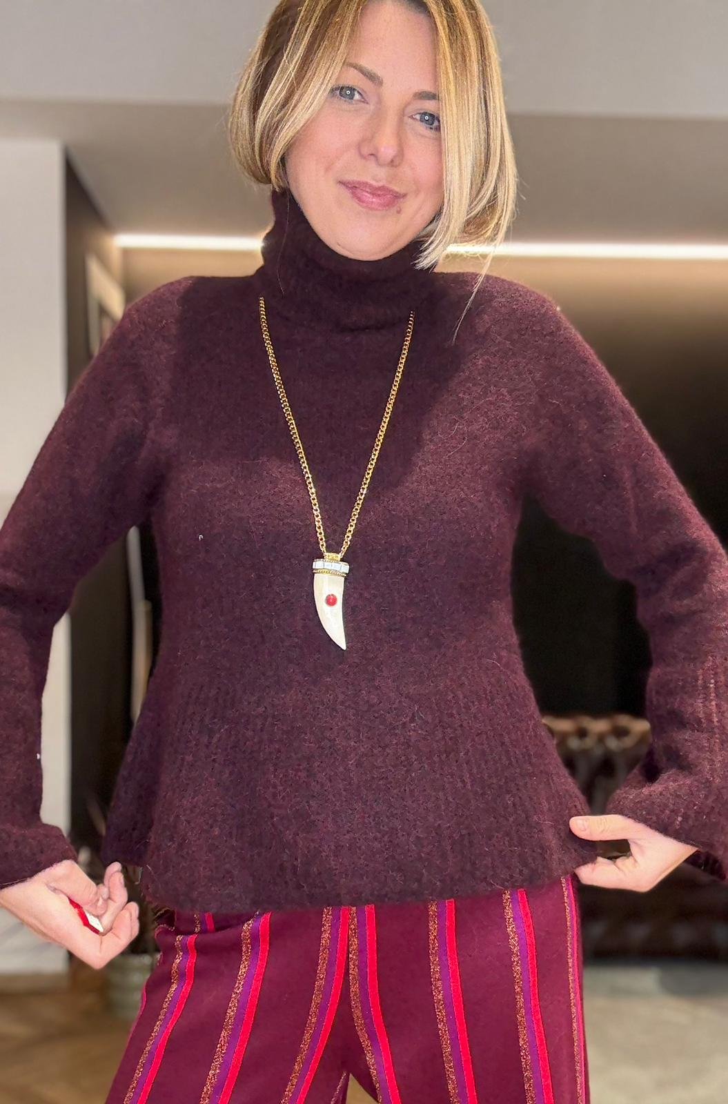 Maglione in Baby Alpaca – Collo Alto, Manica Ampia