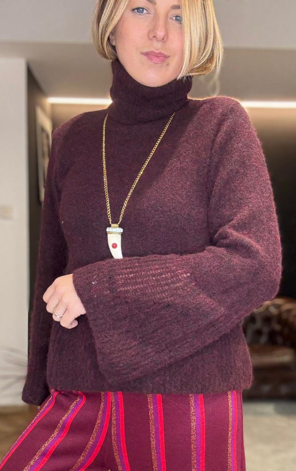 Maglione in Baby Alpaca – Collo Alto, Manica Ampia