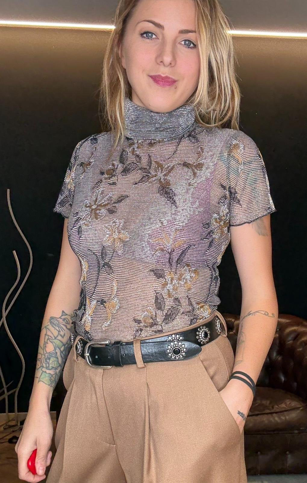 Dolcevita Lurex Ricamato a Fiori
