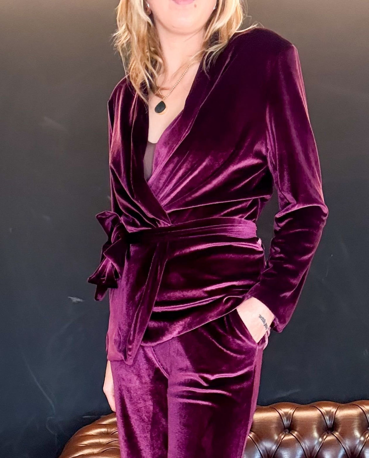Kimono in Velluto Porpora e Lurex