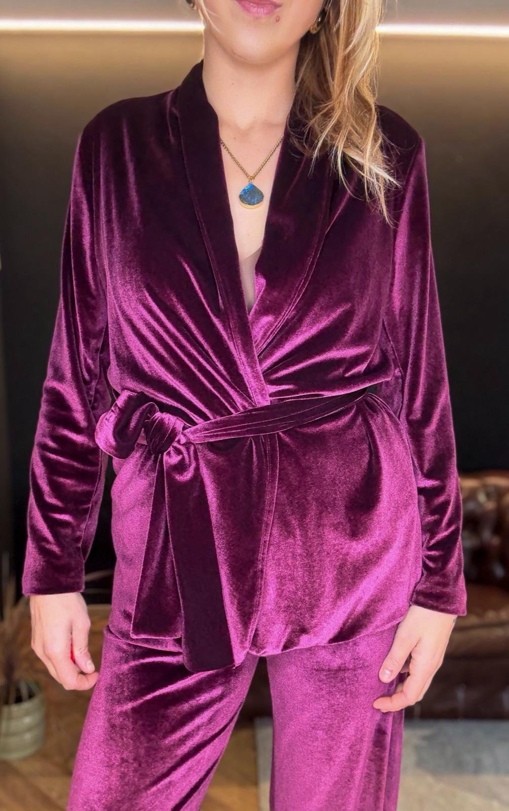 Kimono in Velluto Porpora e Lurex