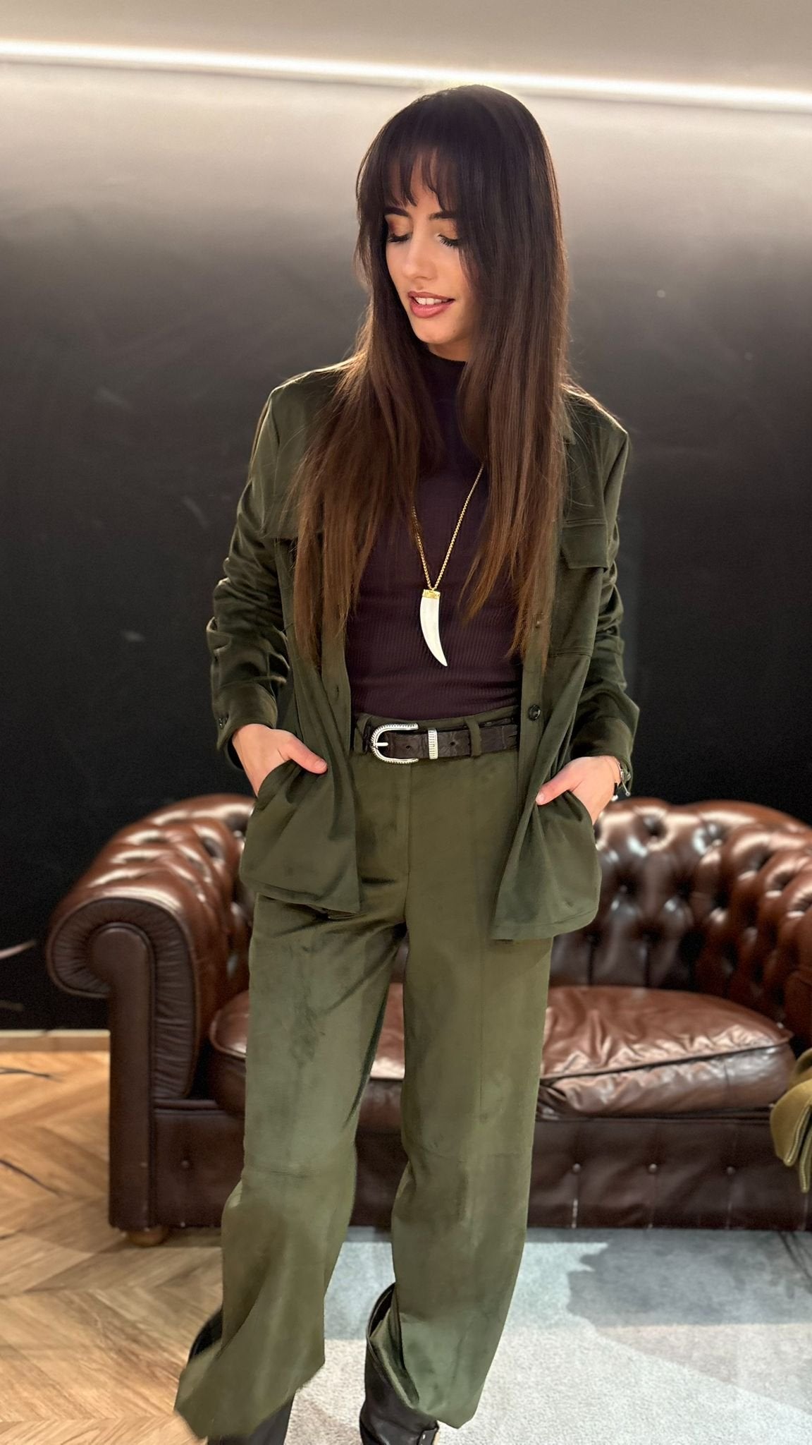 Camicia scamosciata - Verde
