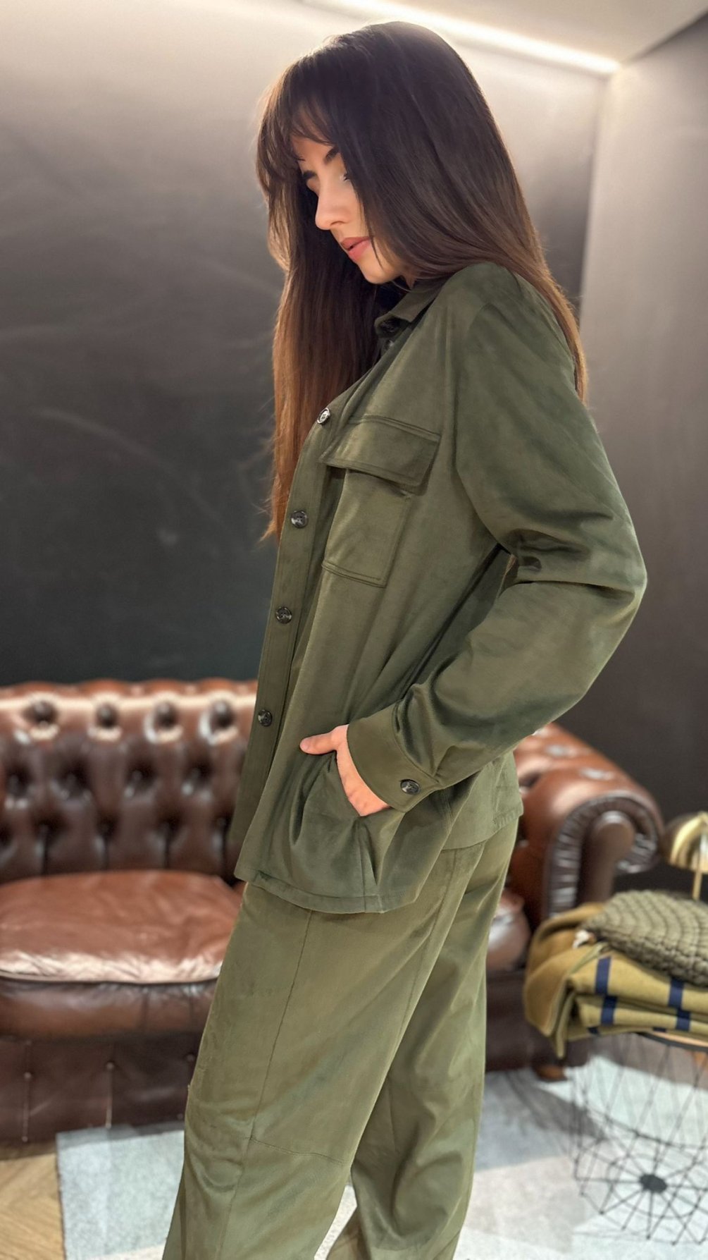 Camicia scamosciata - Verde
