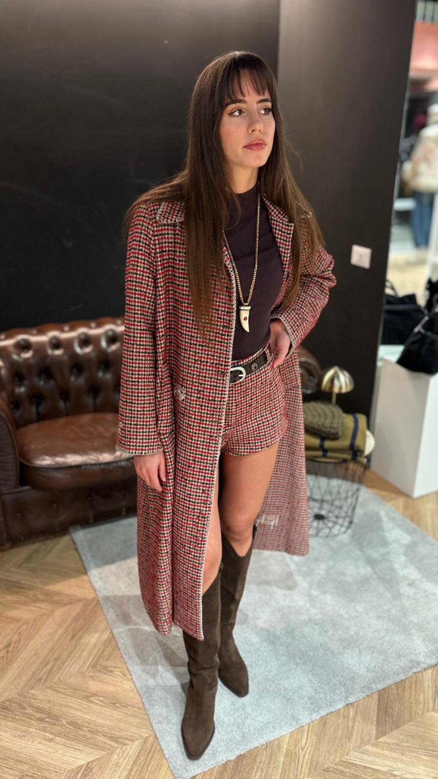Cappotto lungo pied de poule