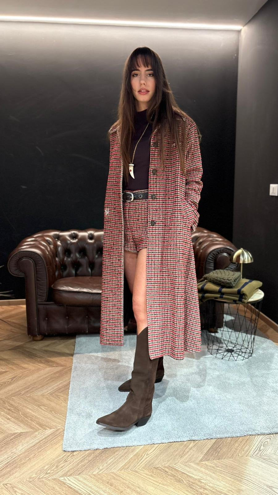 Cappotto lungo pied de poule
