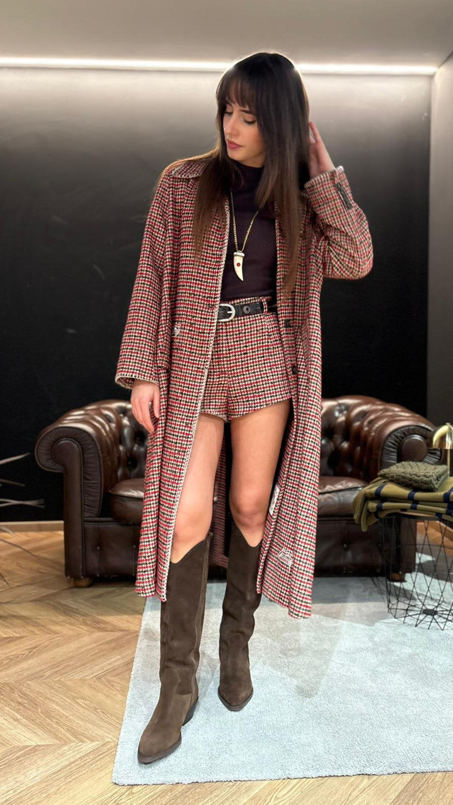 Cappotto lungo pied de poule
