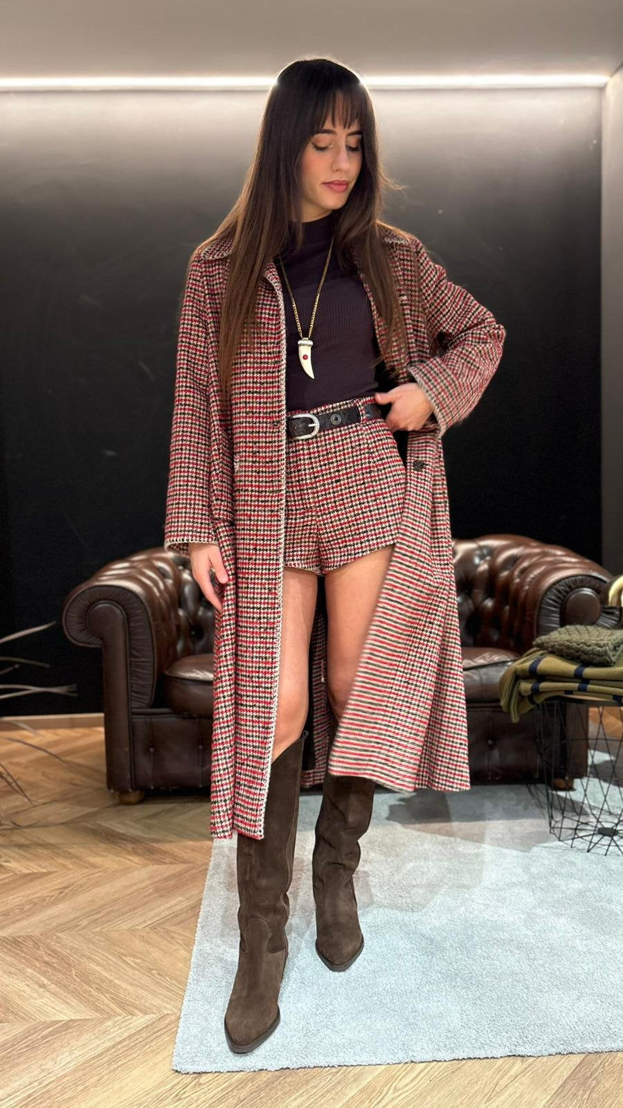Cappotto lungo pied de poule
