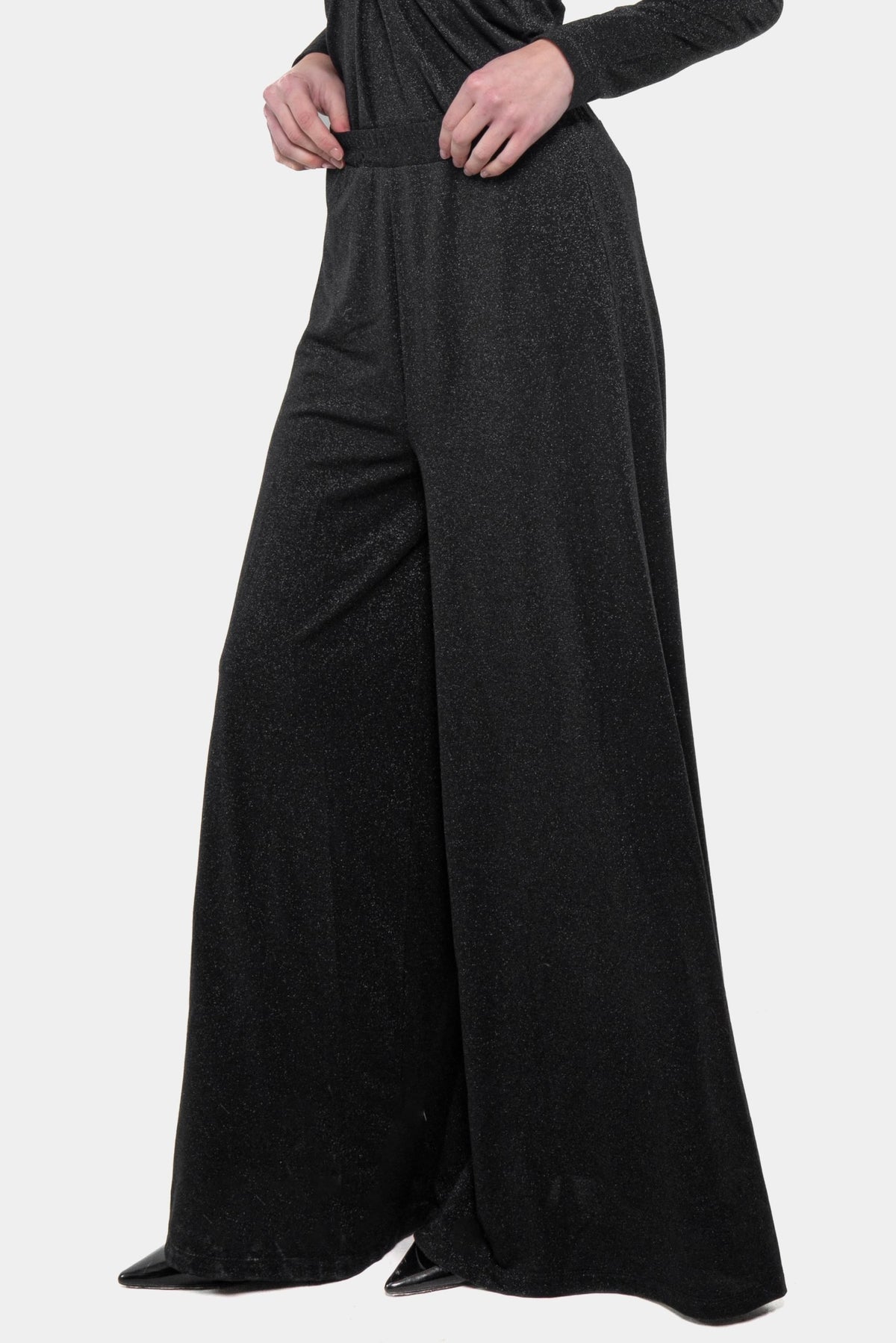 Pantalone Palazzo Lola in jersey lurex Nero