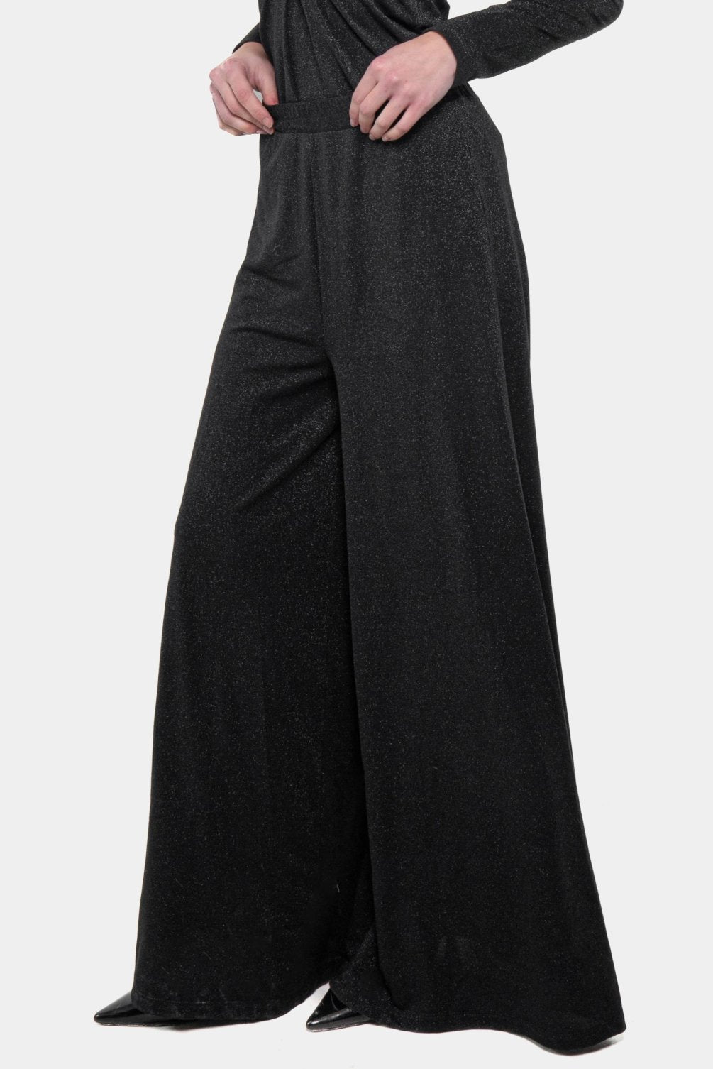 Pantalone Palazzo Lola in jersey lurex Nero
