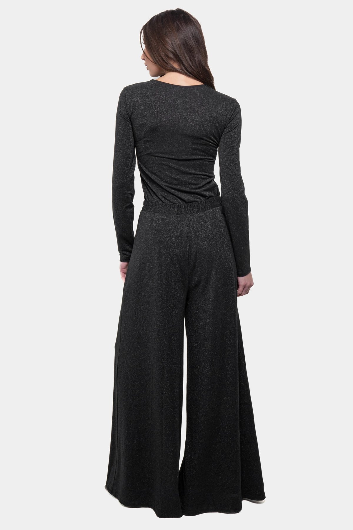 Pantalone Palazzo Lola in jersey lurex Nero