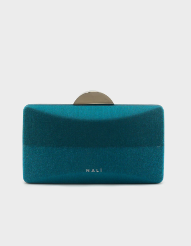 Clutch Misha Nalì in tessuto – Blu con manico metallico - Blu