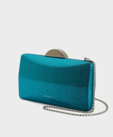 Clutch Misha Nalì in tessuto – Blu con manico metallico - Blu