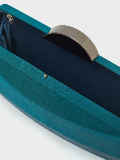 Clutch Misha Nalì in tessuto – Blu con manico metallico - Blu